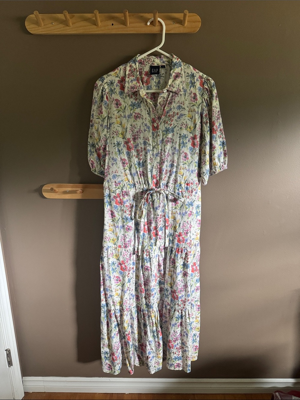 GAP Cream Floral Maxi Dress with Pink & Blue Blooms